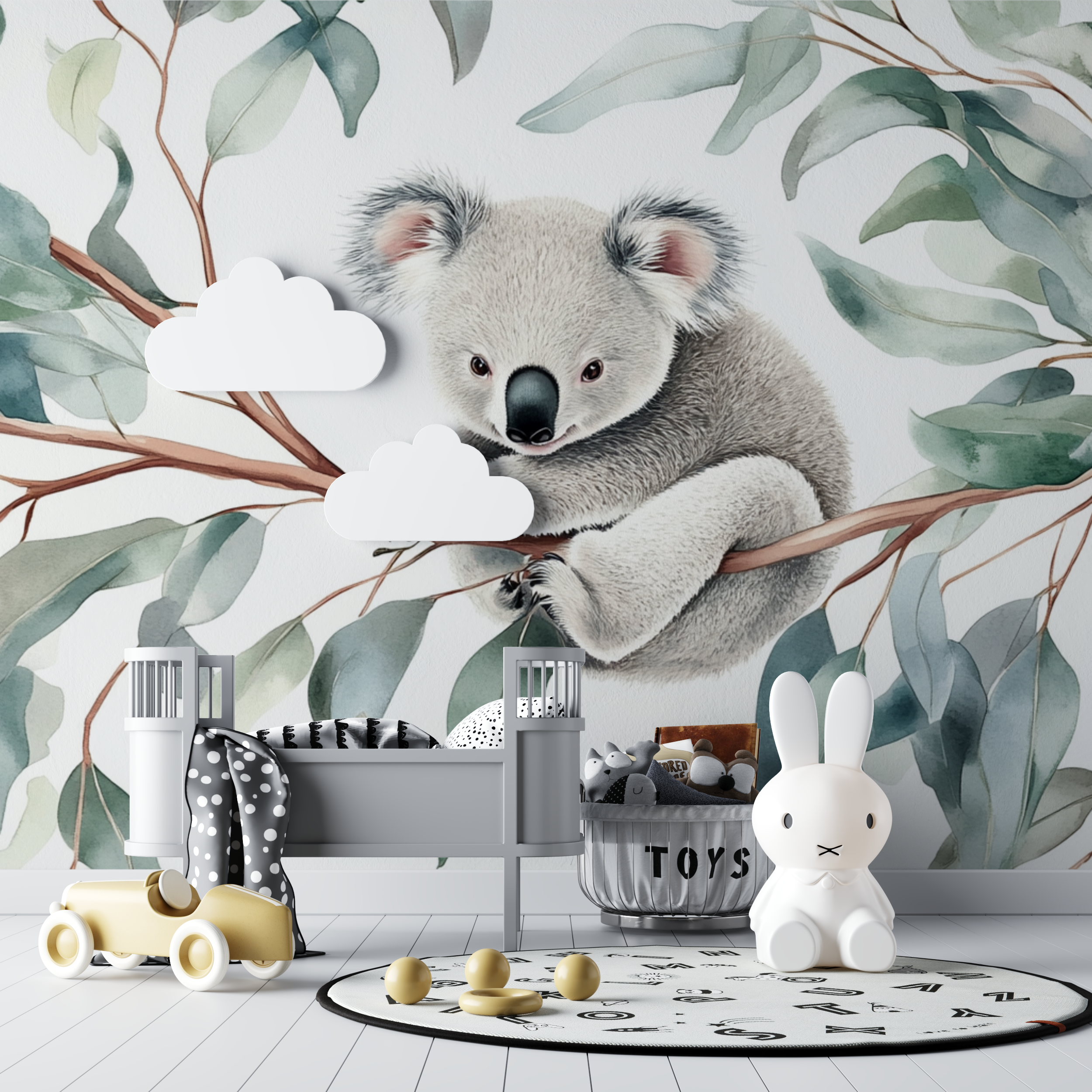 Papier peint koala et vent leger bebe tipi