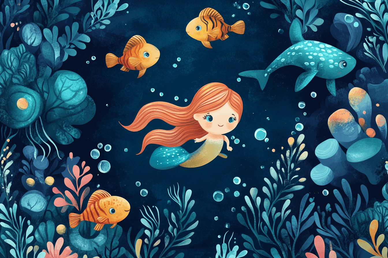 Papier Peint Marin Sirène Chambre Fille