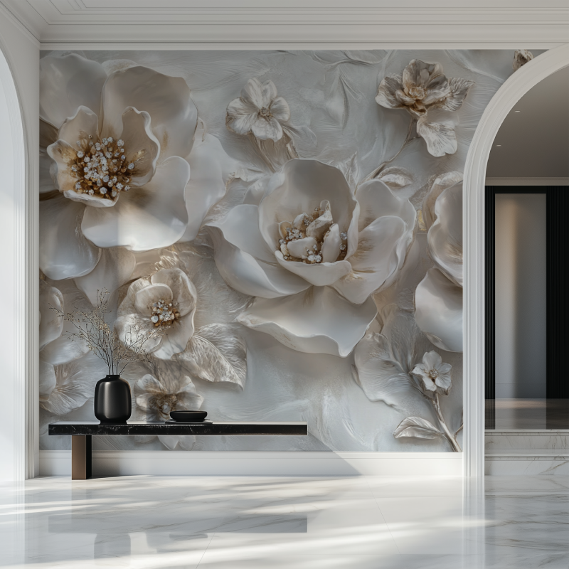 Papier peint fleur 3d bijoux salon beau