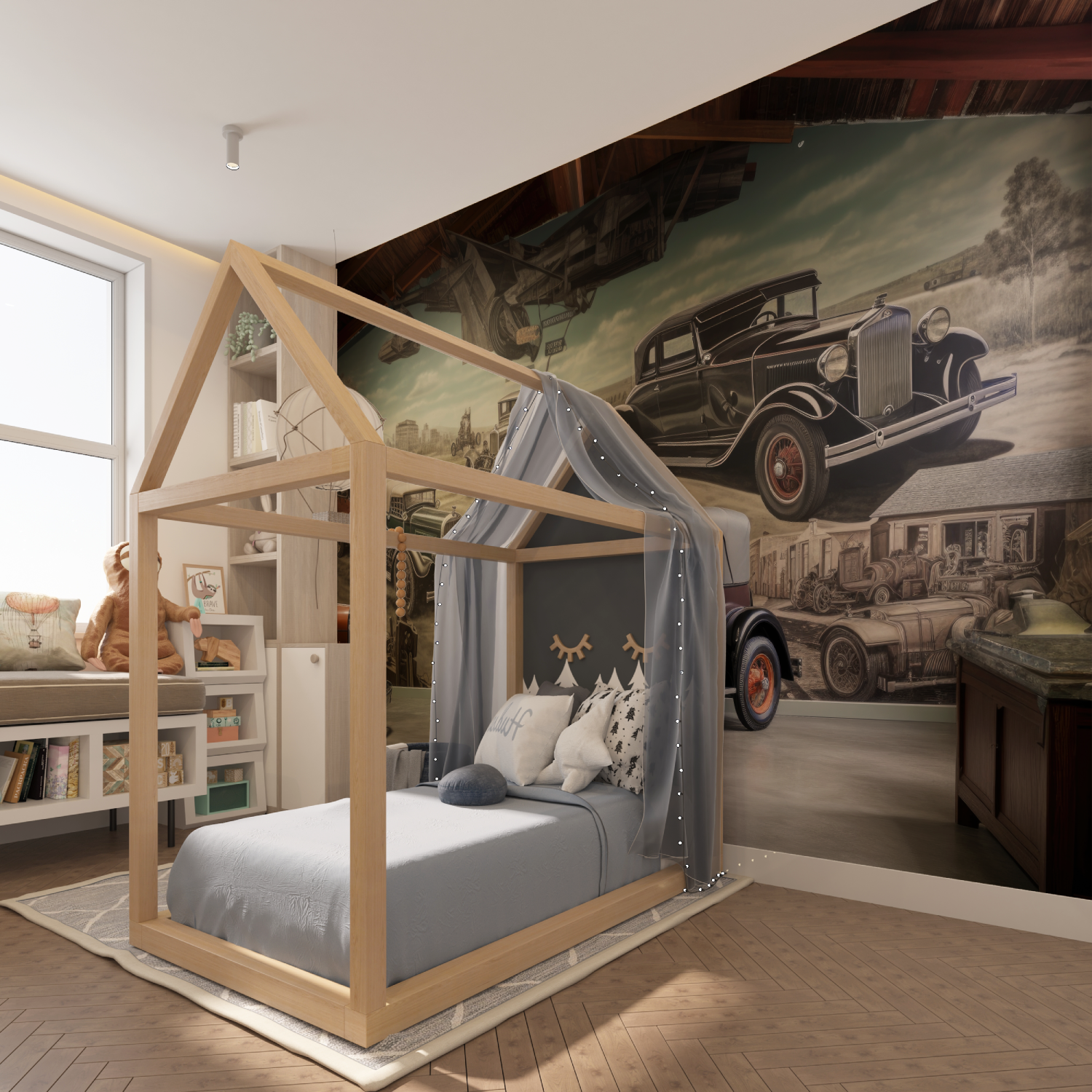 Papier peint voiture ancienne tapisserie hero