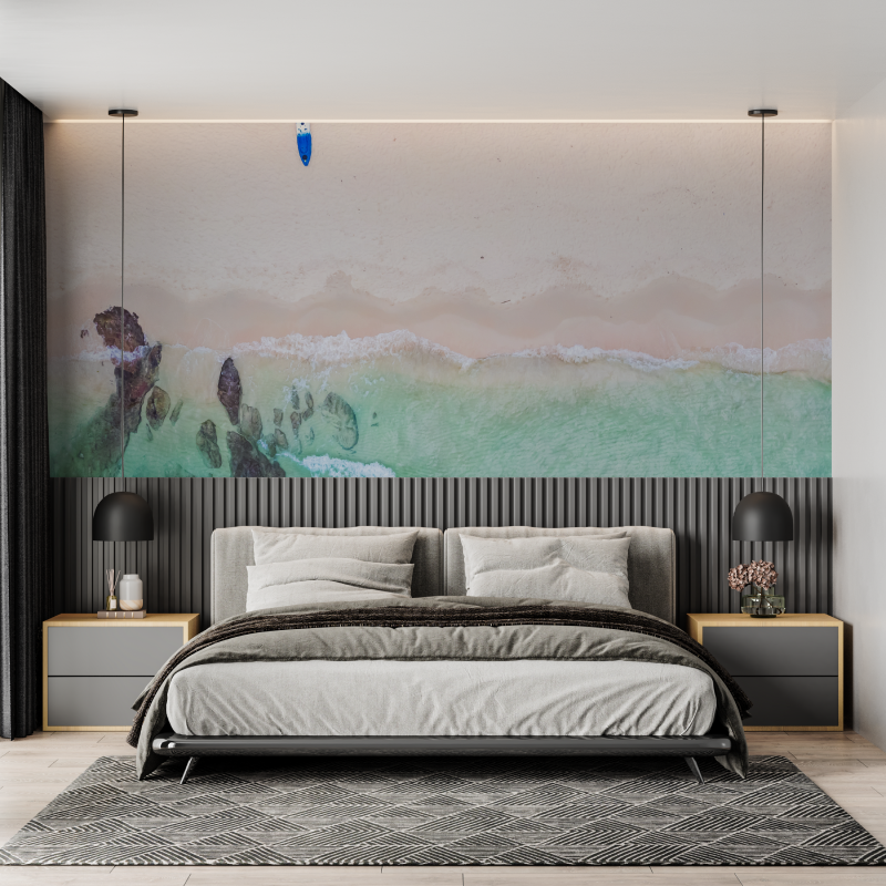 Papier peint aquarelle padel ocean mural adulte