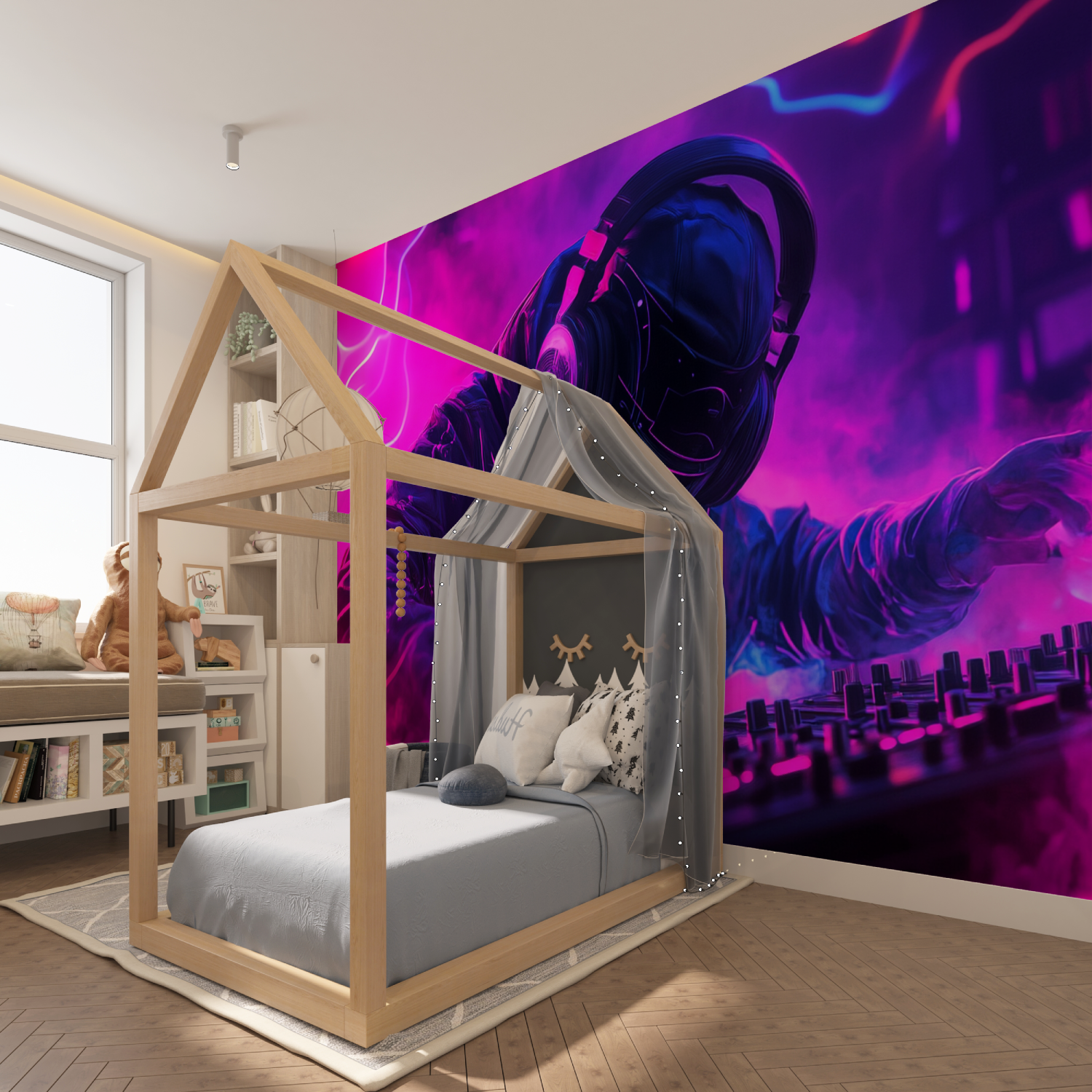 Papier peint nomade techno music tapisserie hero