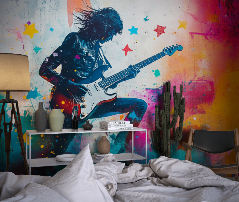 Papier peint fille branchee chambre dado1