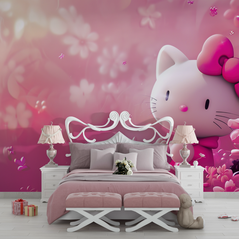 Papier peint hello kitty adorable chambre filles