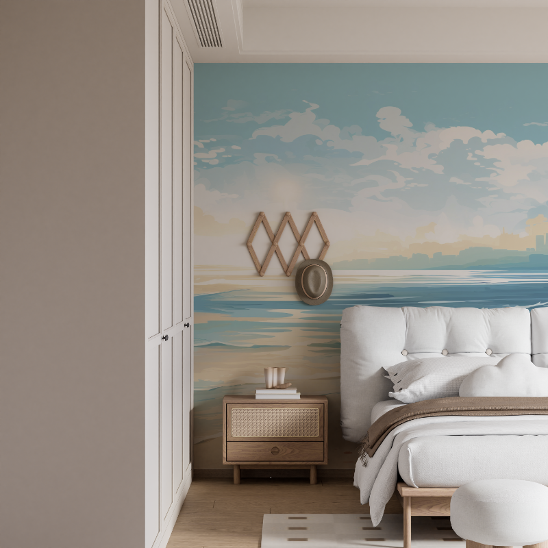 Papier peint aquarelle plage et ocean mural