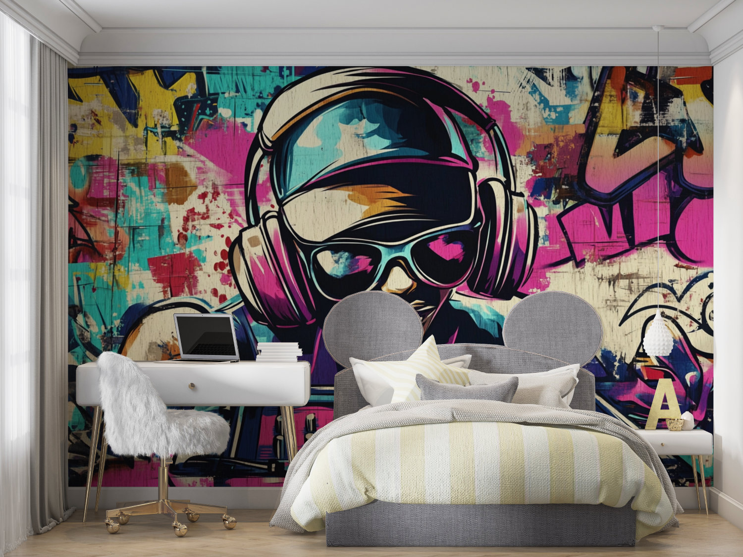 Papier peint theme hip hop mur chambre panoramique