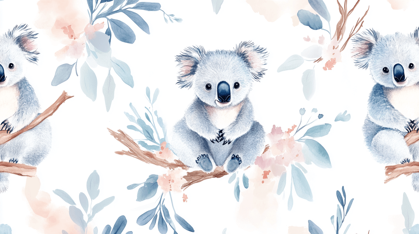 Papier Peint Koala Entouré De Plumes Légères