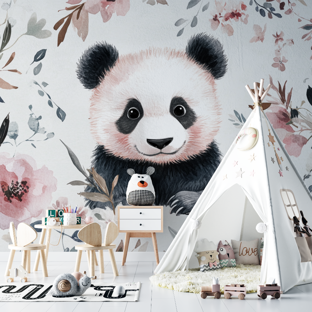 Papier peint panda boheme chambre bebe