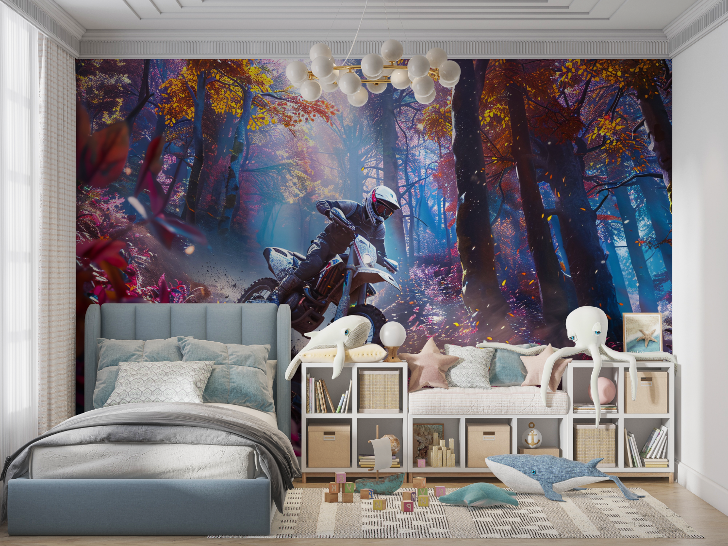 Papier peint moto idee deco panoramique garcon