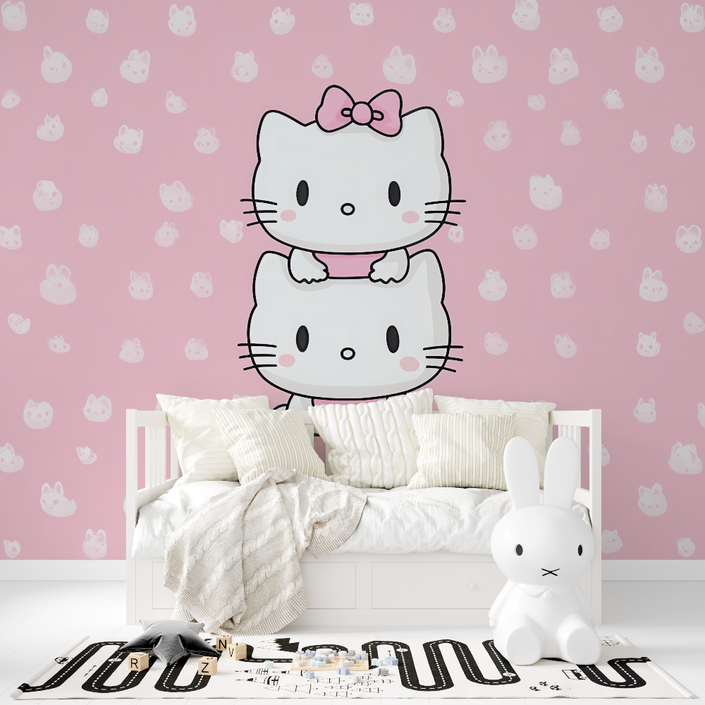 Papier peint hello kitty rose tapisserie fille