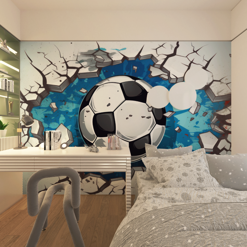 Papier peint 3d foot trompe l_oeil chambre adolescents
