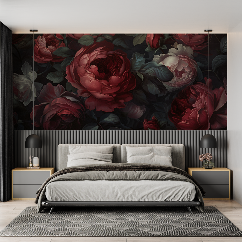 Papier peint pluie de fleurs mural adulte