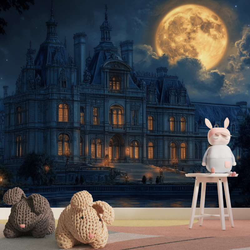 Papier peint palais et lune tapisserie pour fille