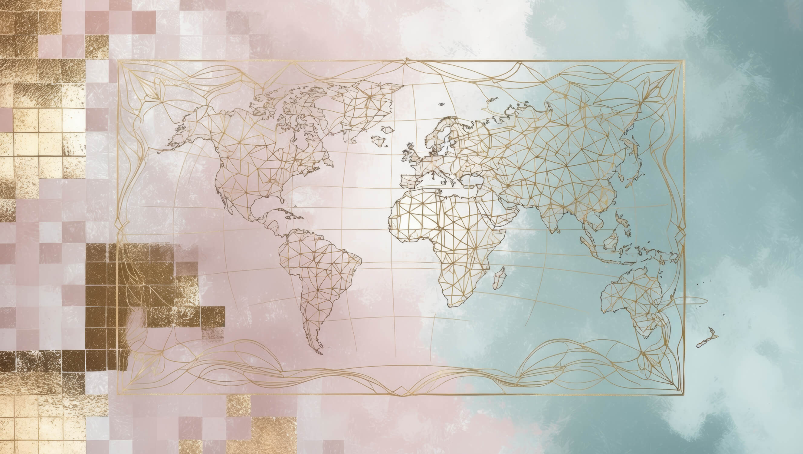 Papier Peint Carte Du Monde Géometrique Rose