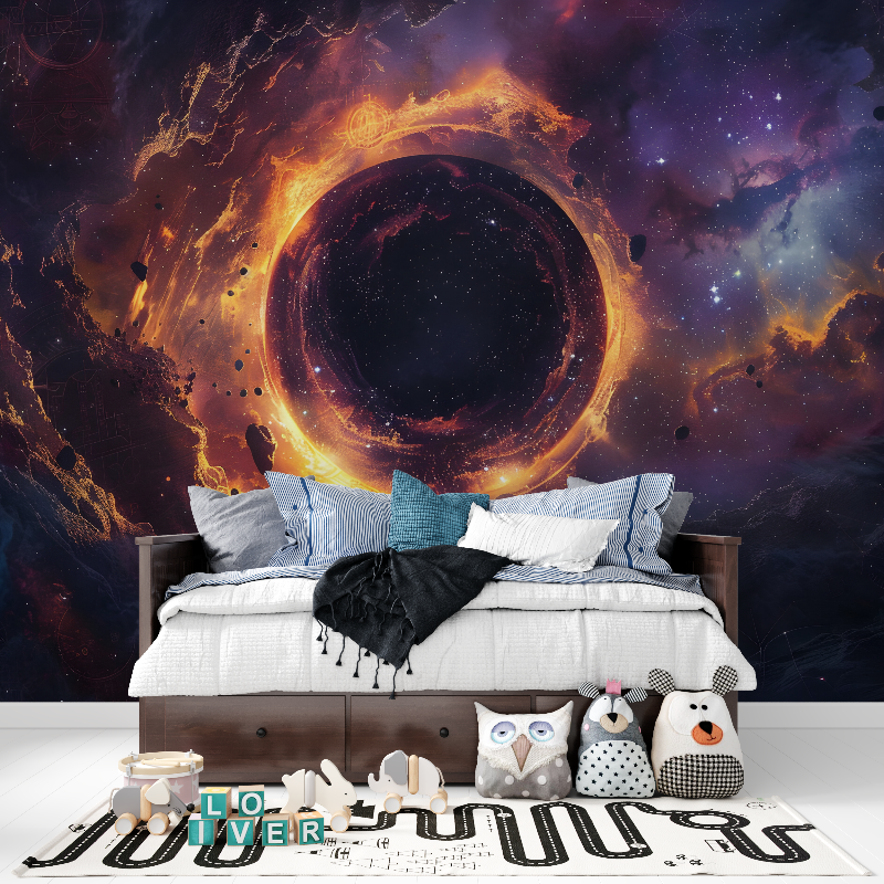 Papier peint trompe oeil fantaisie espace panoramique garcon