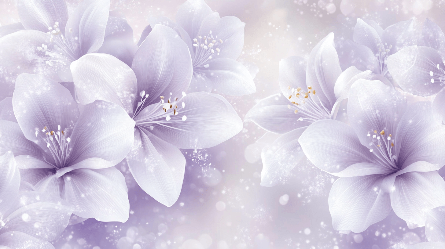 Papier Peint Fleur Blanche Sur Fond Lavande