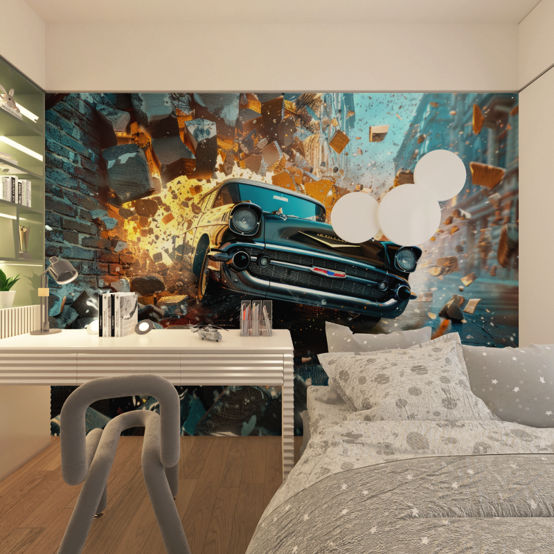 Papier peint voiture pour ado chambre adolescents