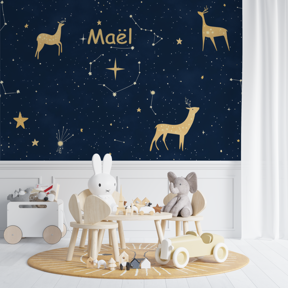 Papier peint prenom constellation chambre de bebe