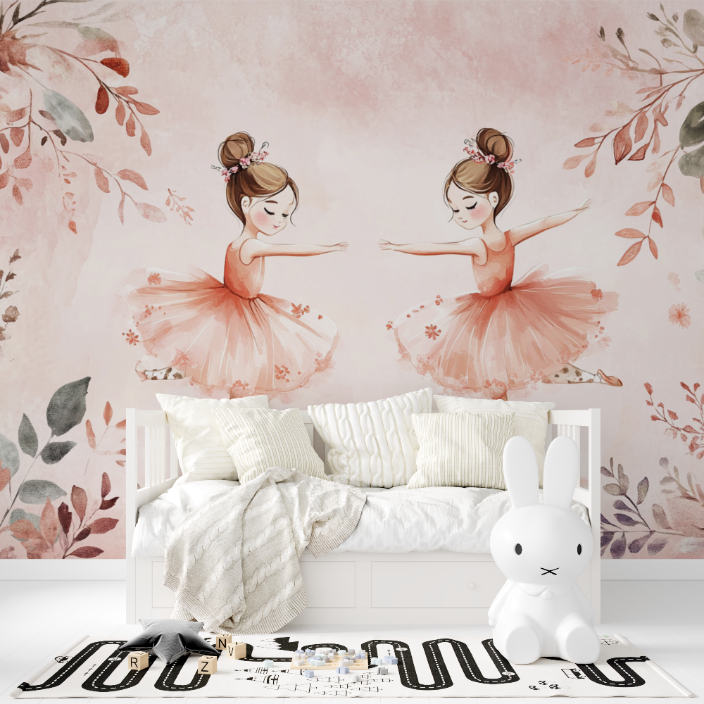 Papier peint princesse duo ballerine tapisserie fille