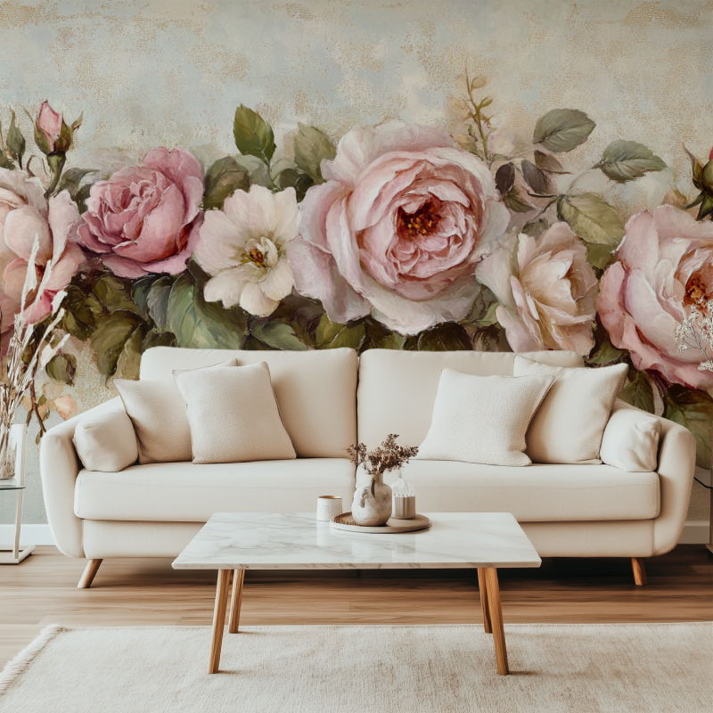 Papier peint vintage fleur canape simple