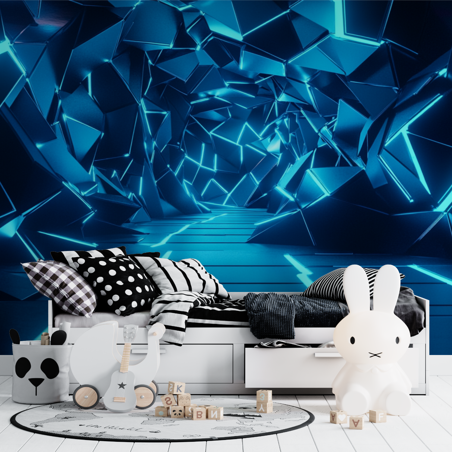 Papier peint effet neon fracture tapisserie ado