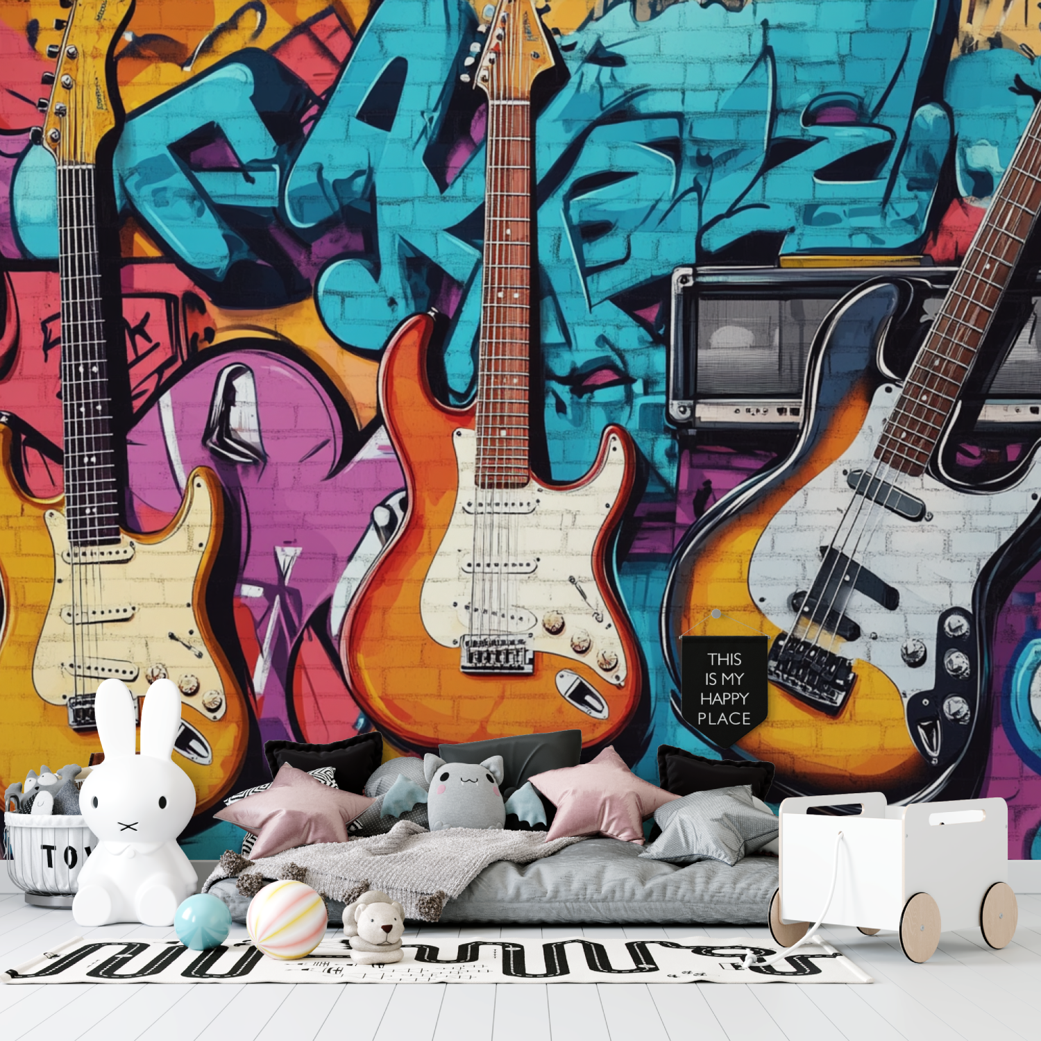 Papier peint theme musique tapisserie garcon