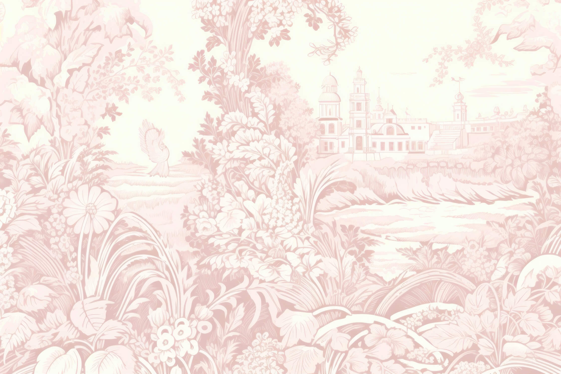Papier Peint Toile De Jouy Rose