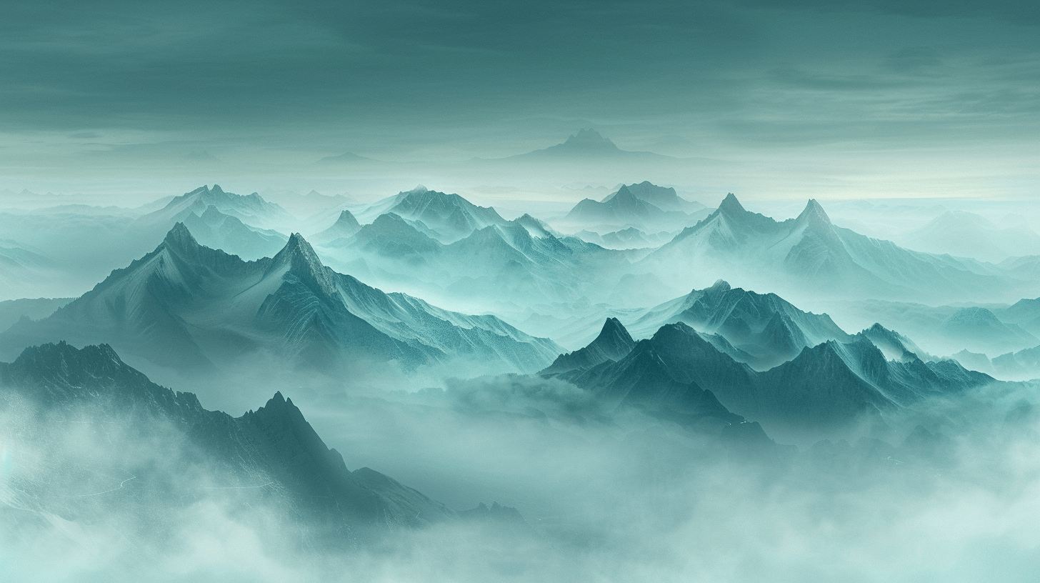 Papier Peint Sur Mesure Montagne Brume Turquoise