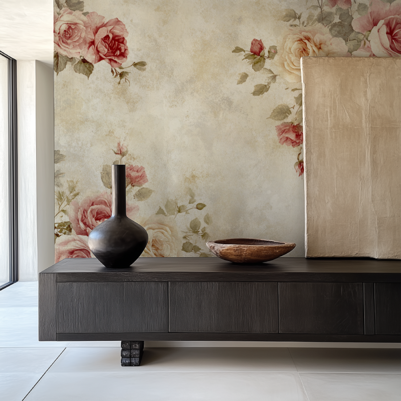 Papier peint vintage fleur salle manger papier