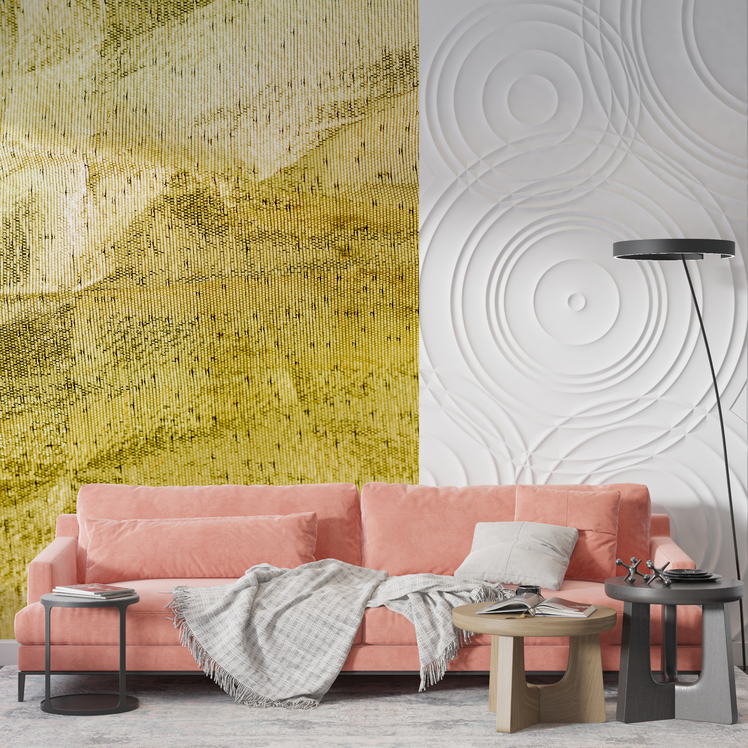 Papier Peint Imitation Feuille D Or - mur