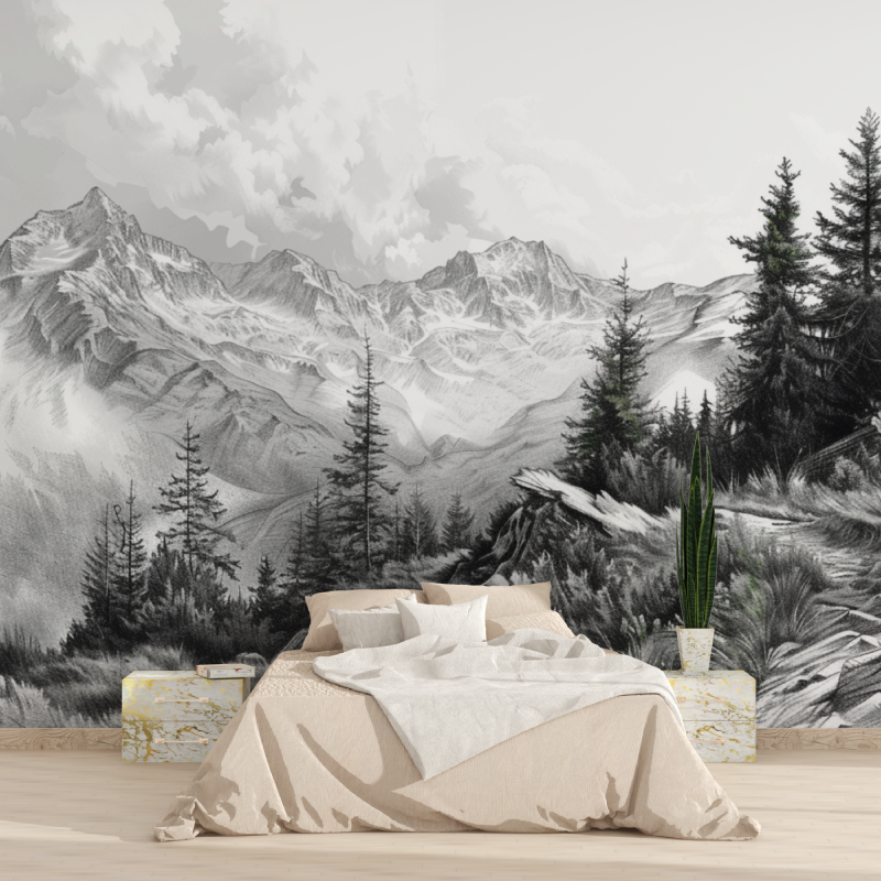 Papier peint montagne massif des alpes tapisserie 2025