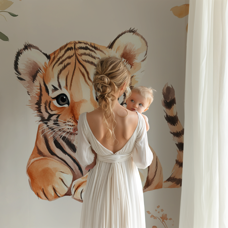 Papier peint tigre pastel bb123