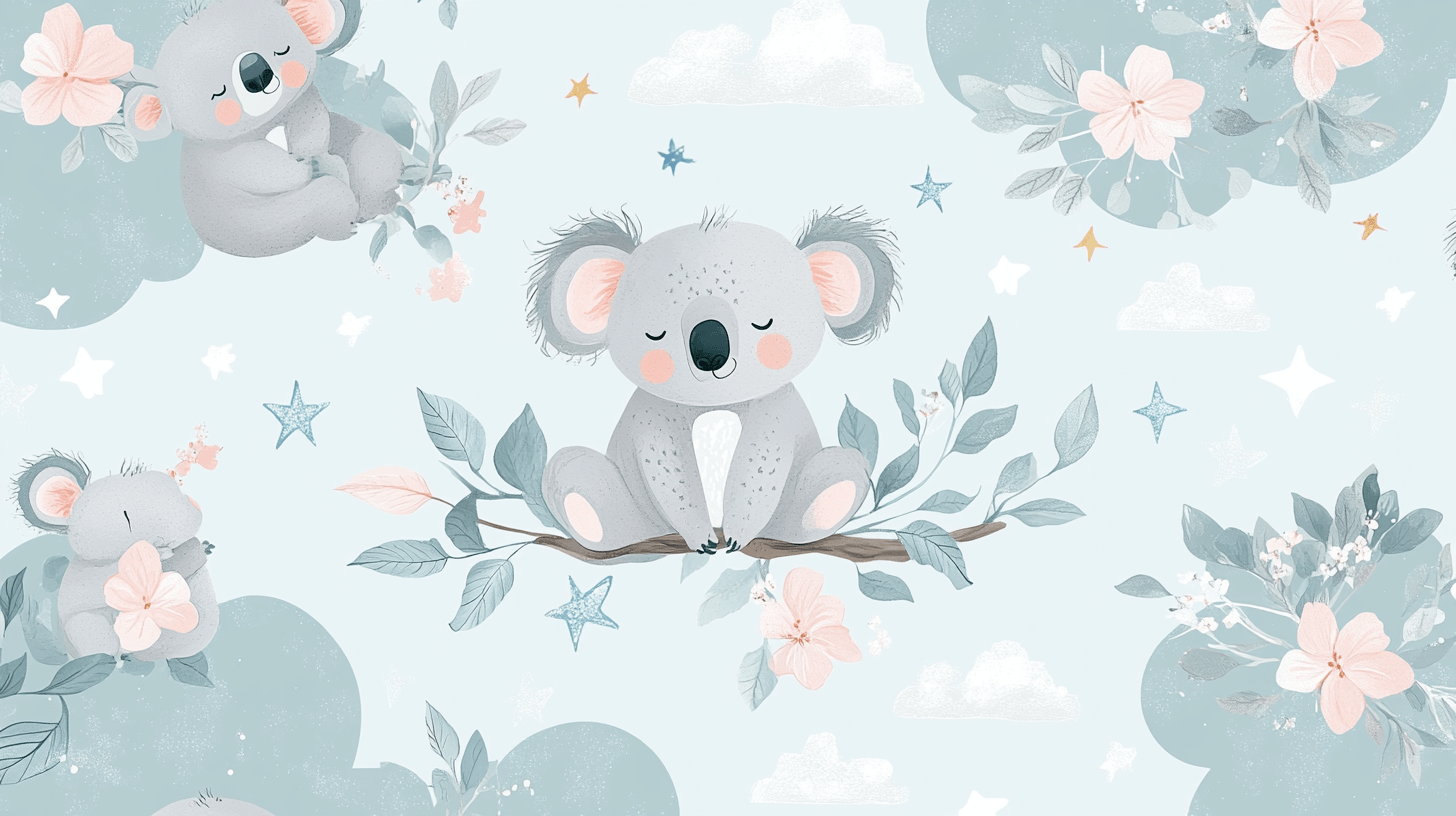 Papier Peint Koala en Pyjama Pastel