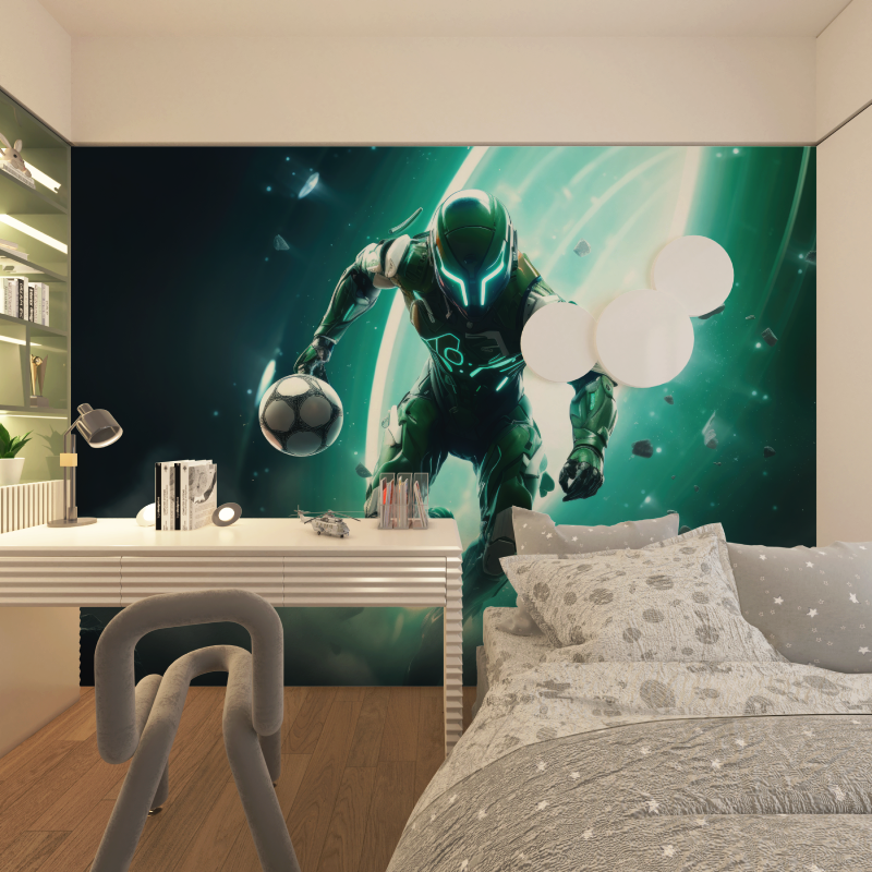 Papiers peint footballer futuriste chambre adolescents