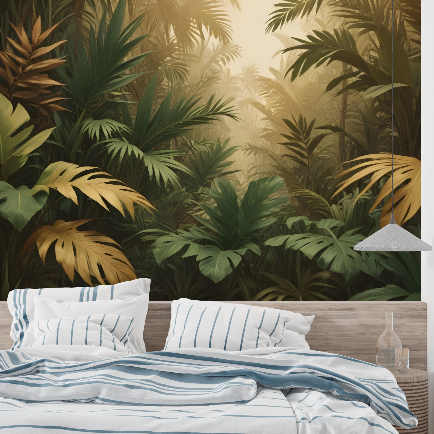 Papier Peint Panoramique Jungle Vert - sur mesure