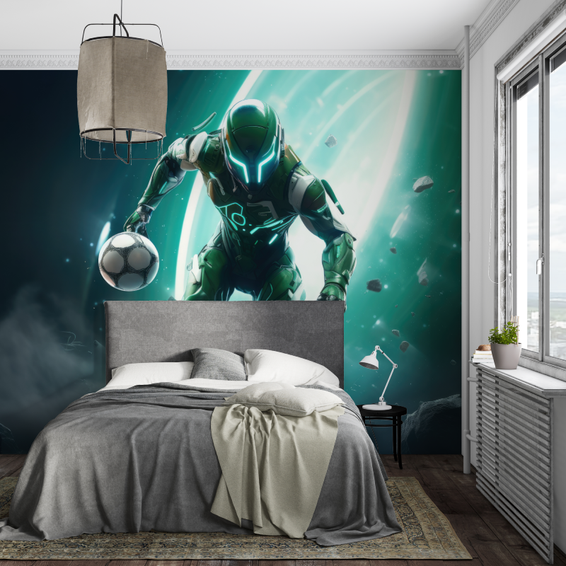 Papiers peint footballer futuriste piece ados