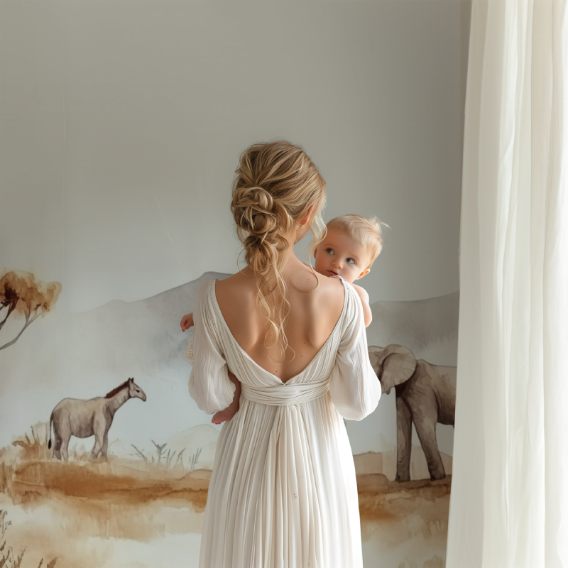 Papier peint animaux savane douce bb123