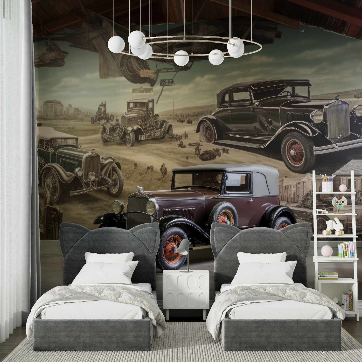 Papier peint voiture ancienne chambre spiderman