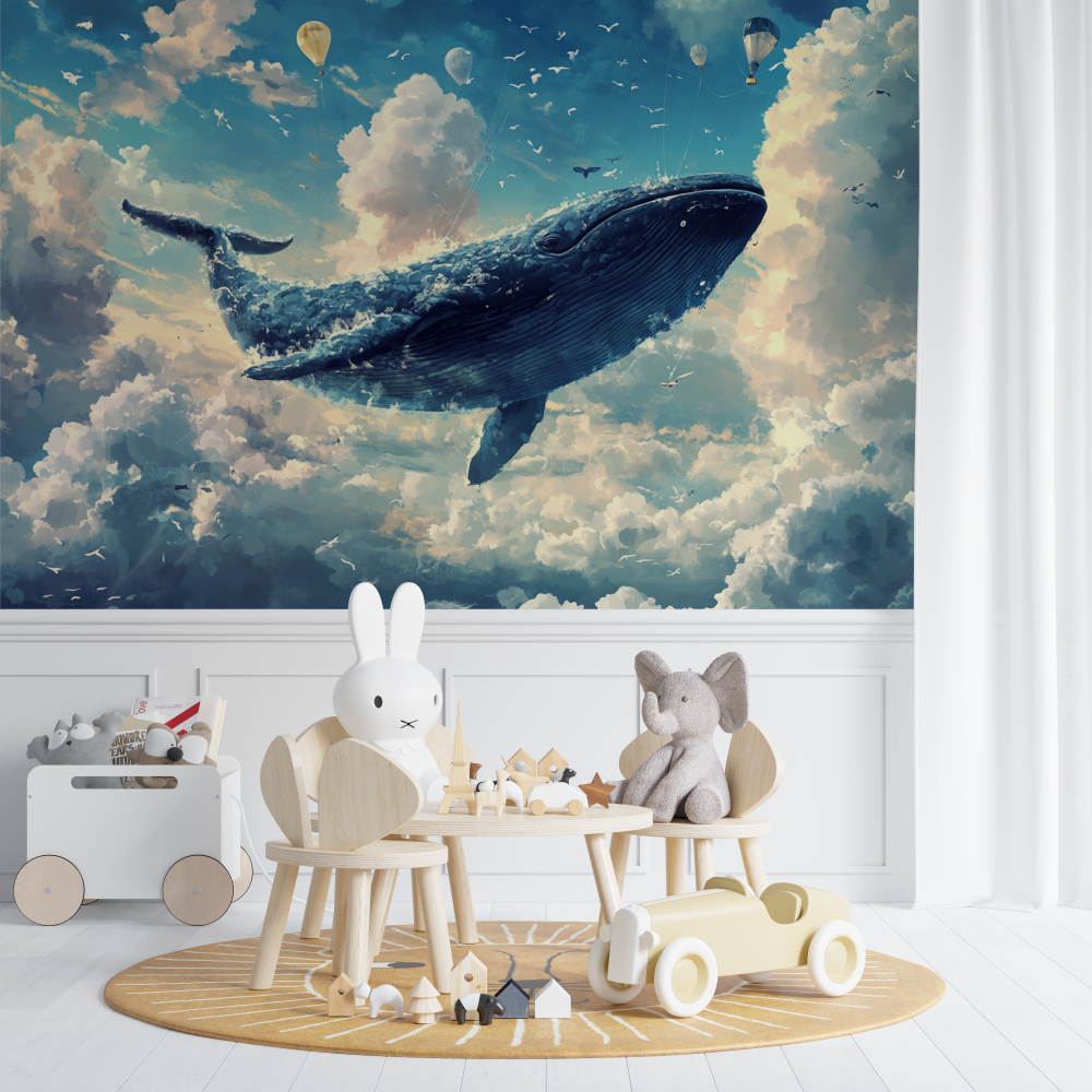Papier peint marin baleine reveuse chambre de bebe