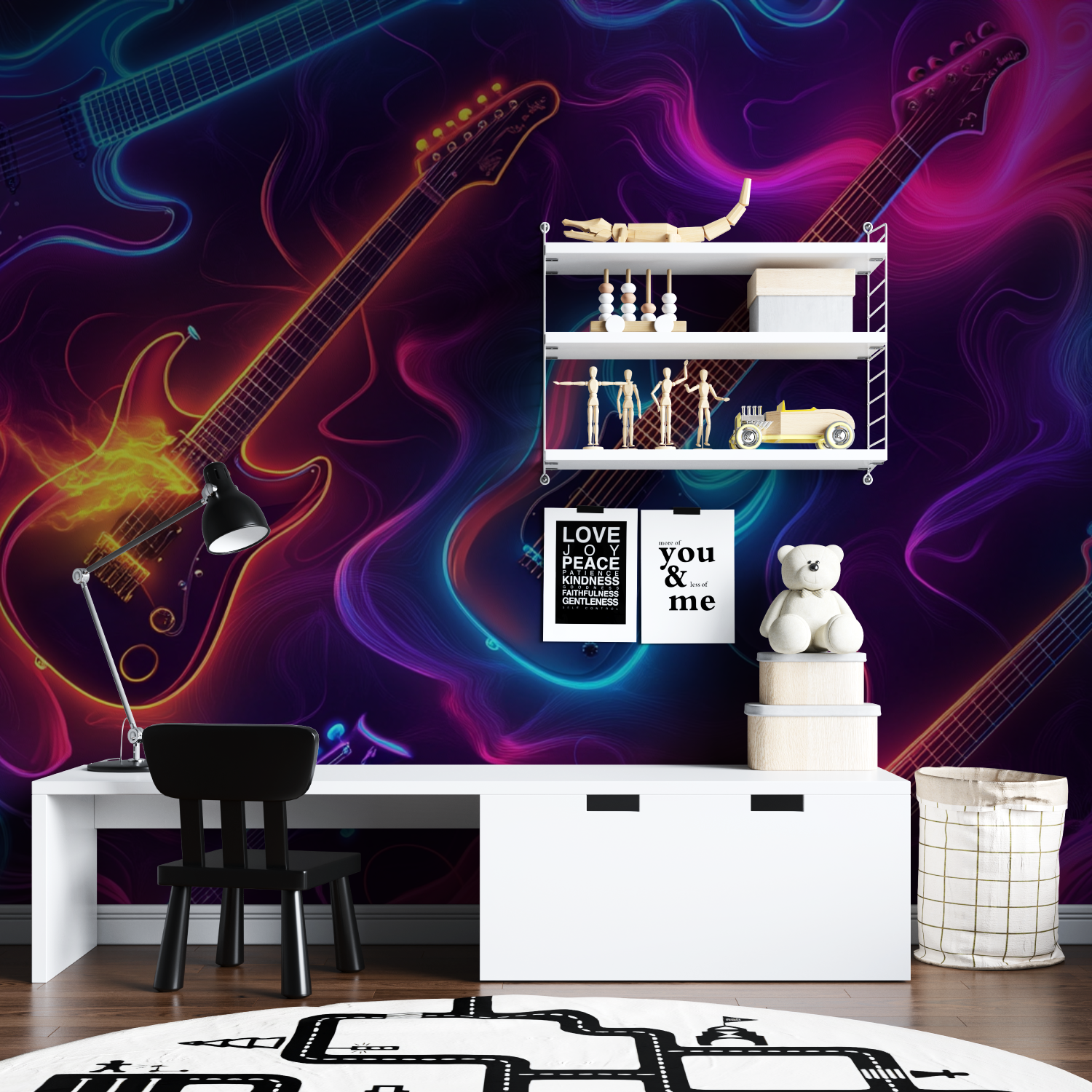 Papier peint imprime musique tapisserie garcon