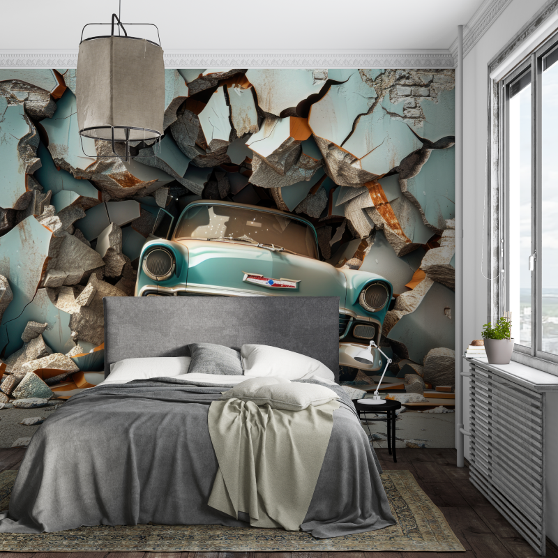 Papier peint ado voiture 3d piece ados