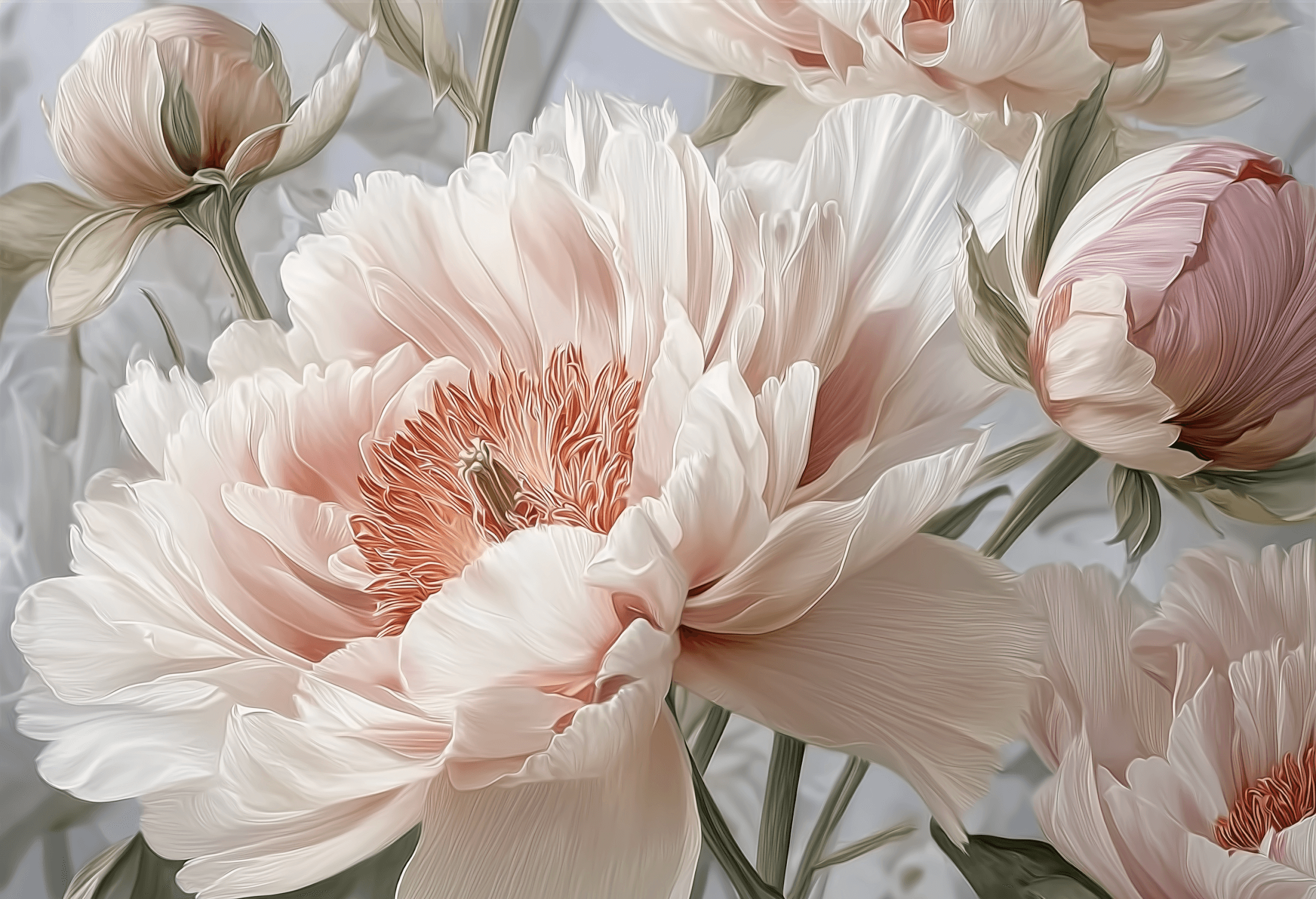 Panoramic Big Flower Mural Wallpaper