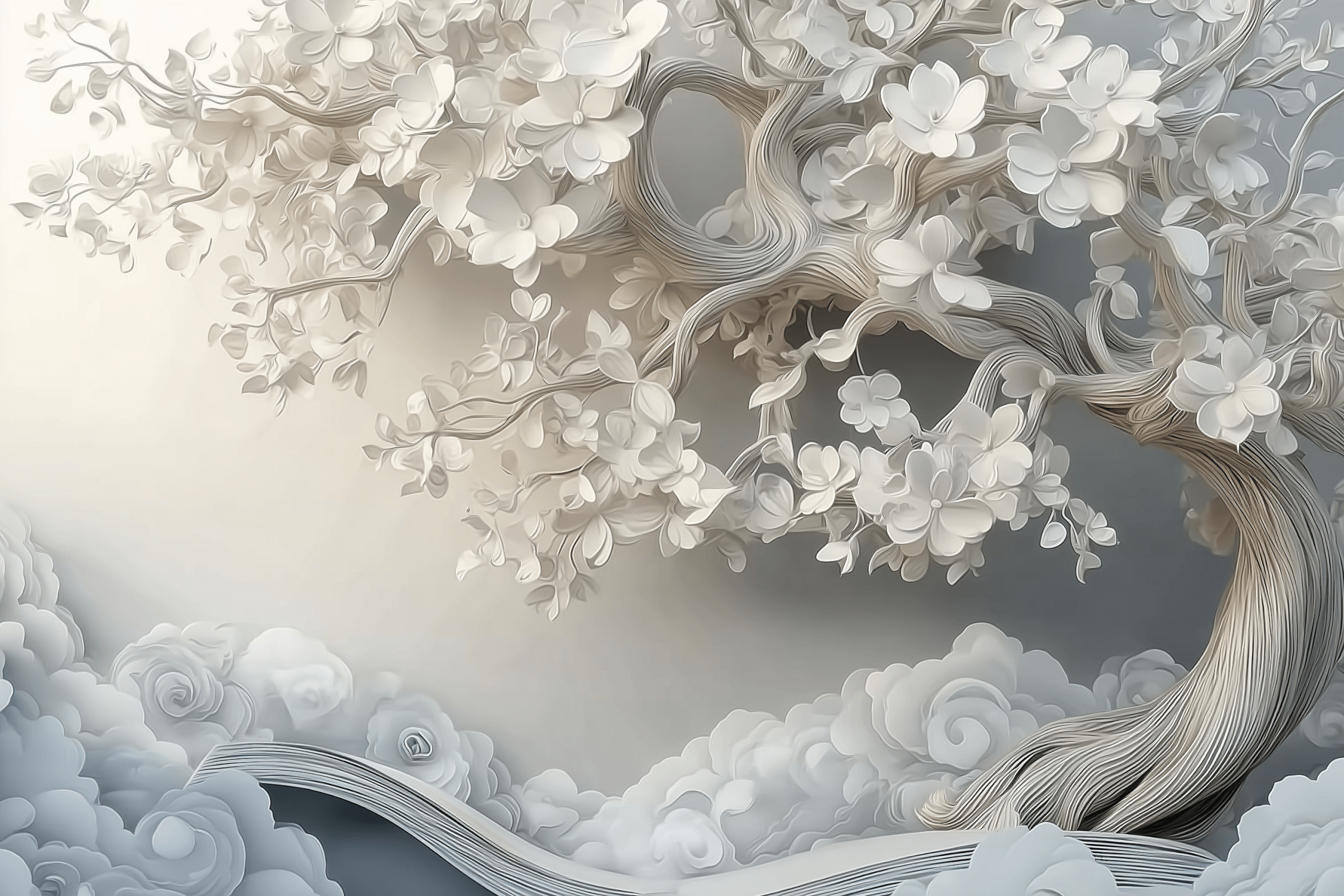 Trending White Tree Mural Wallpaper