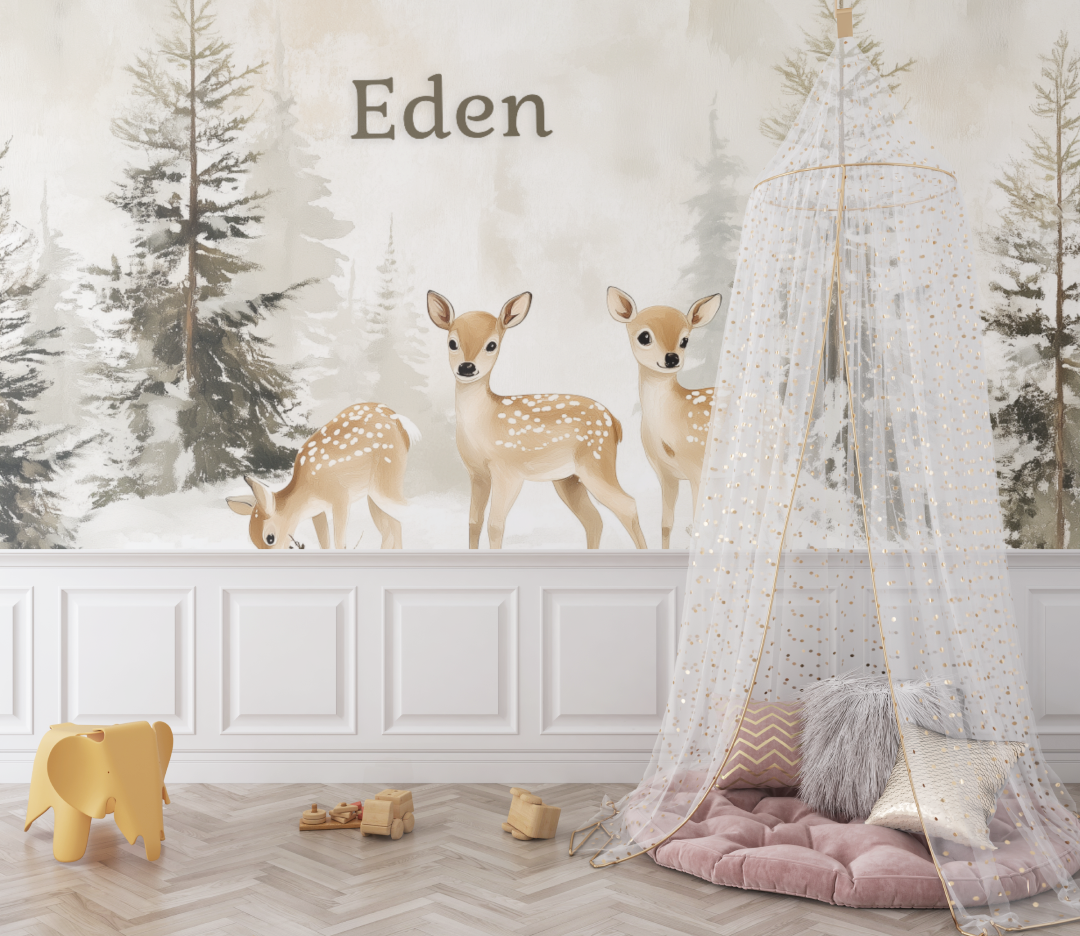 Papier peint prenom bois sauvage bebe