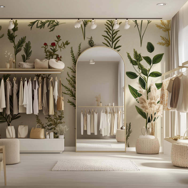 Papier peint vintage vegetal dressing