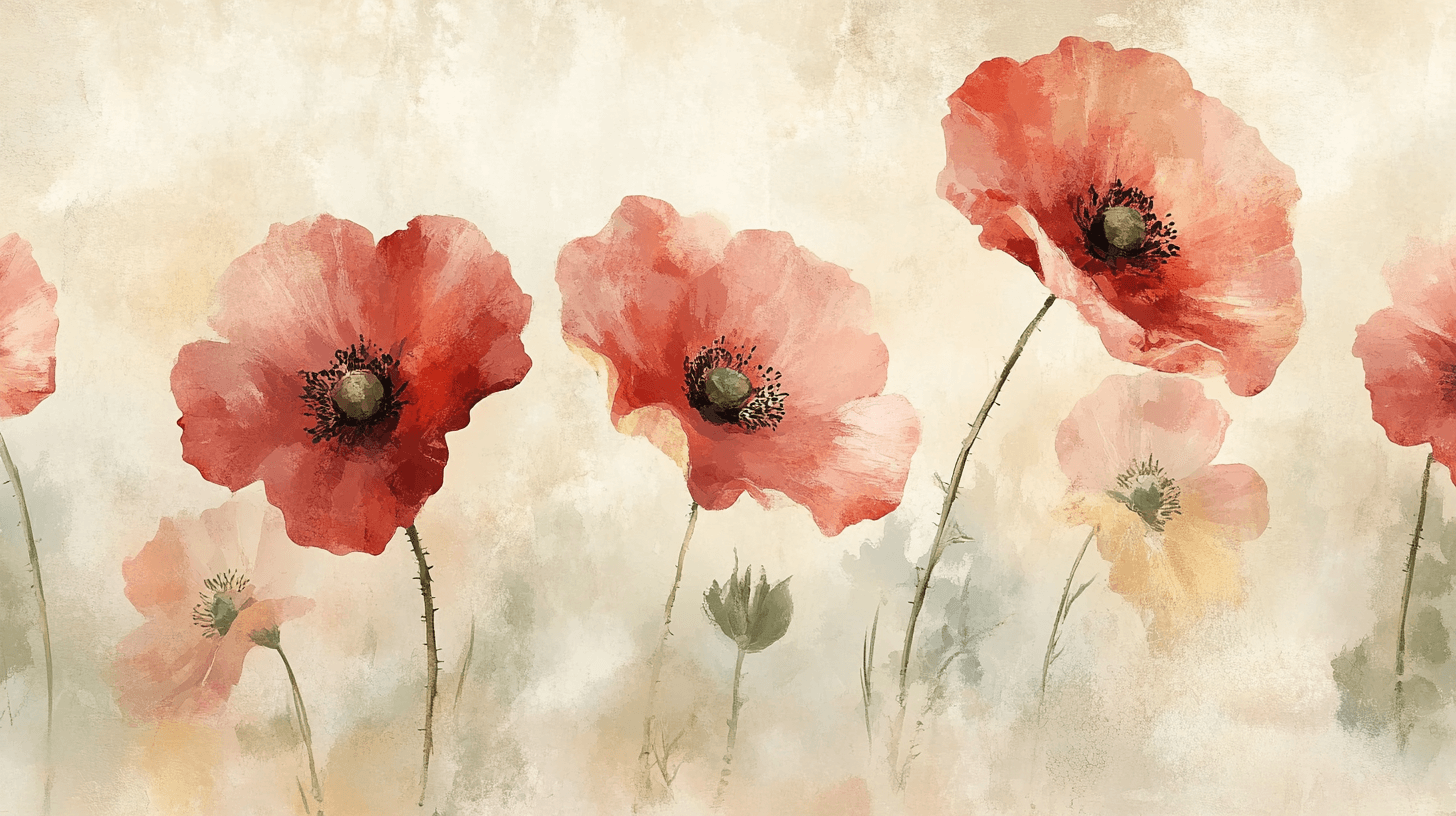 Papier Peint Vintage Fleurs Rouges