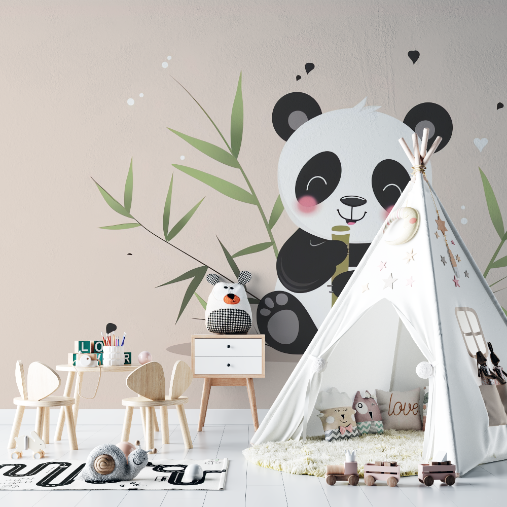 Pastel panda illustration chambre bebe