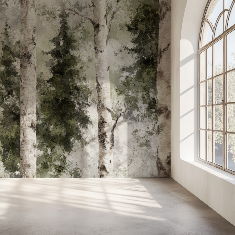 Papier peint arbre bouleau mur simple