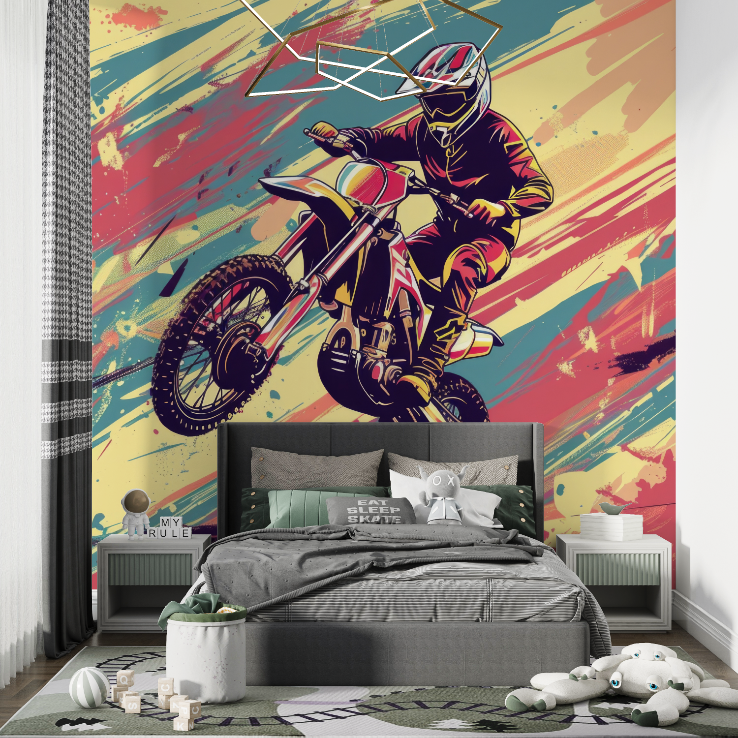 Papier peint graffiti moto cross chambre de garcon