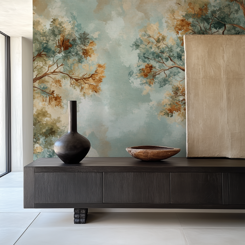 Papier peint arbre entier salle manger papier